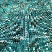 Distressed Turkish Narrow Runner 304 x 76 cm Wool Vintage rug, Overdyed Turquoise