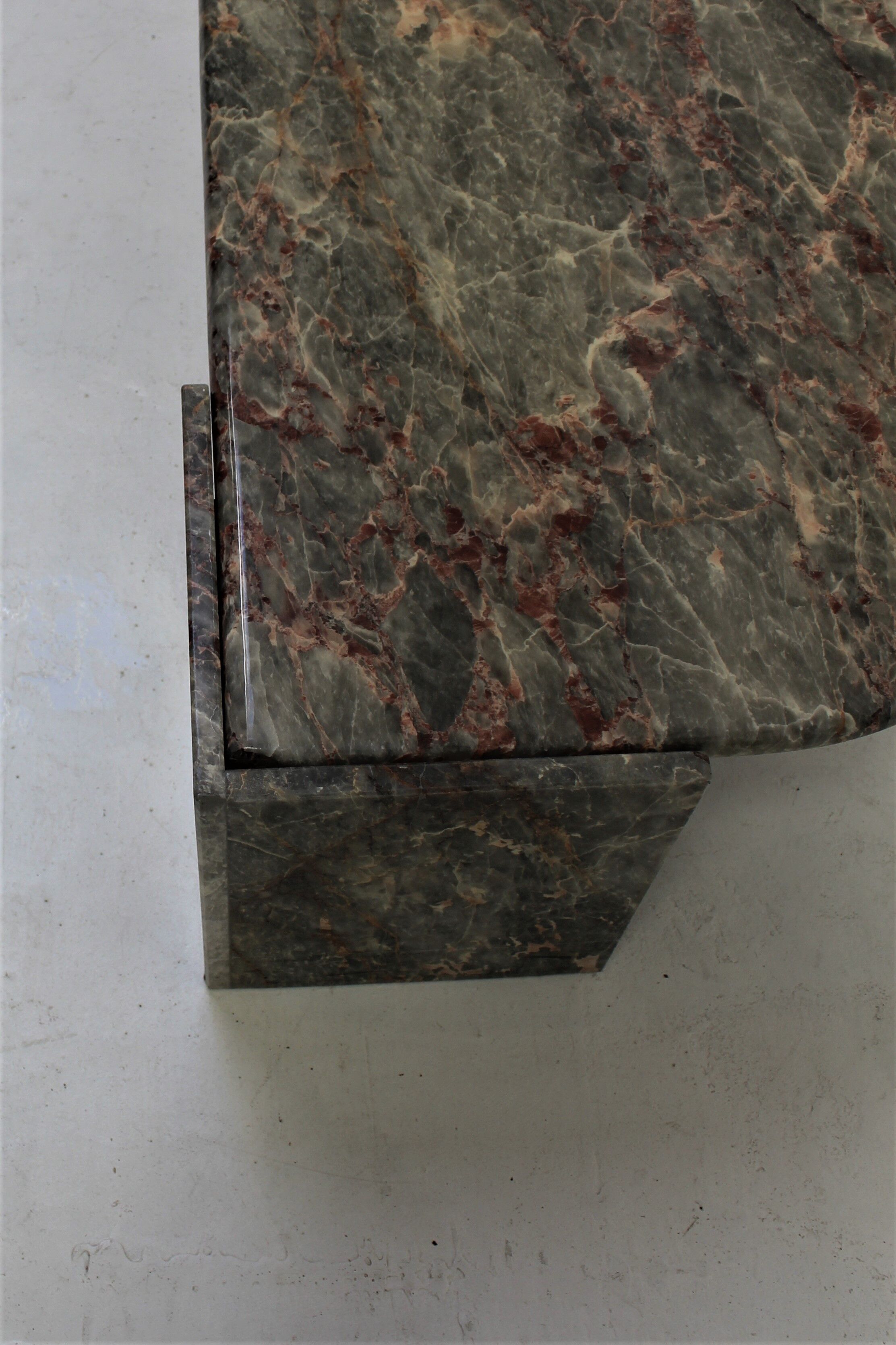 Vintage green and red marble coffee table