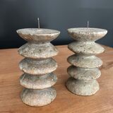 Pair of candle holders, marble candle holders