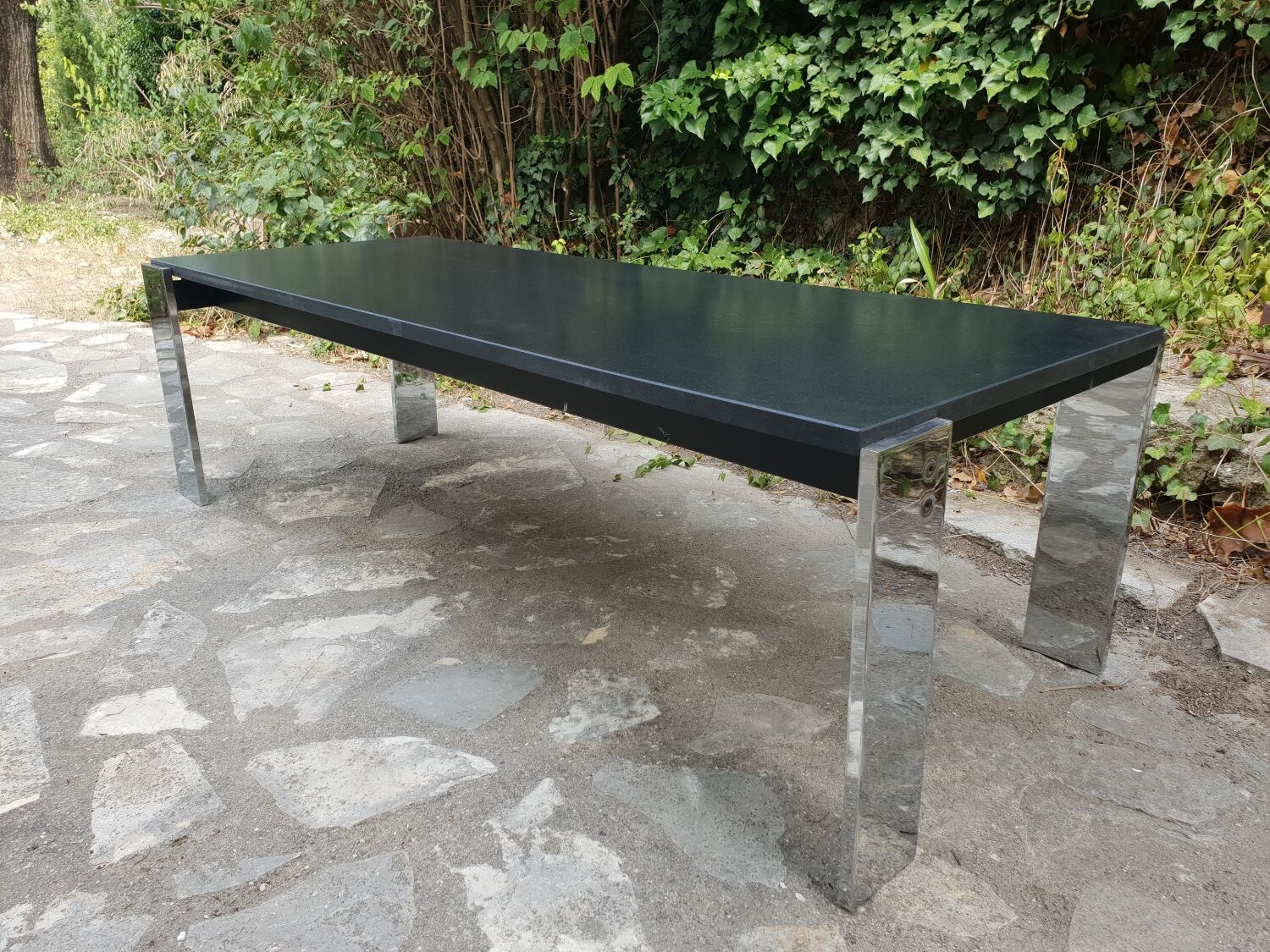 Chrome metal and marble coffee table 1970