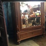Miroir ancien encadrement chêne sculptés