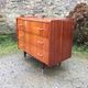Vintage chest of drawers with 3 drawers in varnished teak