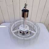 Large frosted glass chandelier Doria Leuchten 70's