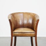 Fauteuil, chaise d'appoint en cuir marron