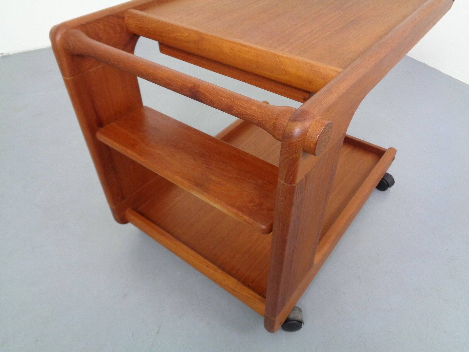 Large Rollable Teak Bar Cart, 1960s