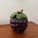 Small jam pot in blackcurrant grape slipware – Antique ceramic