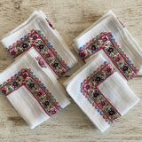 Set of 4 embroidered cross-stitch aperitif napkins - Cotton - 32x27 cm