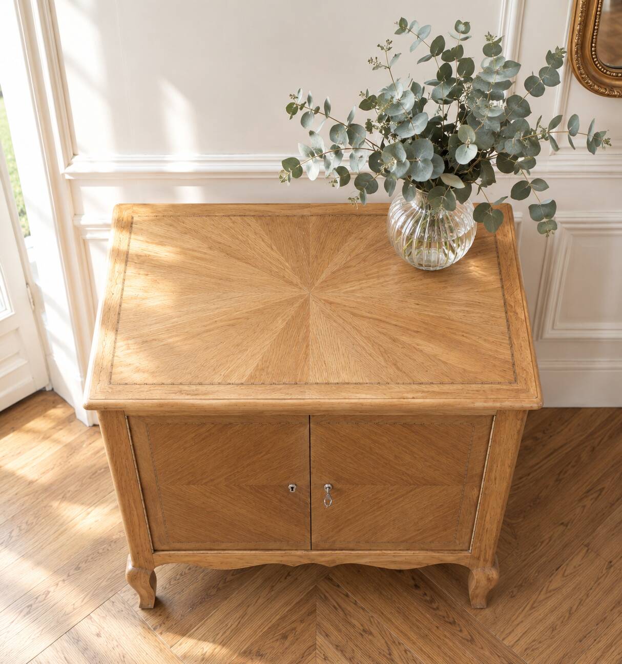 Small vintage marquetry wooden cabinet – 2 doors – Classic style