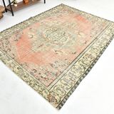 6x8 Peach Red & Cream Vintage Rug 194x252Cm SK 24649