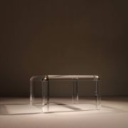 Square Lucite & Brass Coffee Table | Europe 1970s