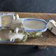 Antique earthenware pig box, salt cellar or mustard pot, floral decoration.