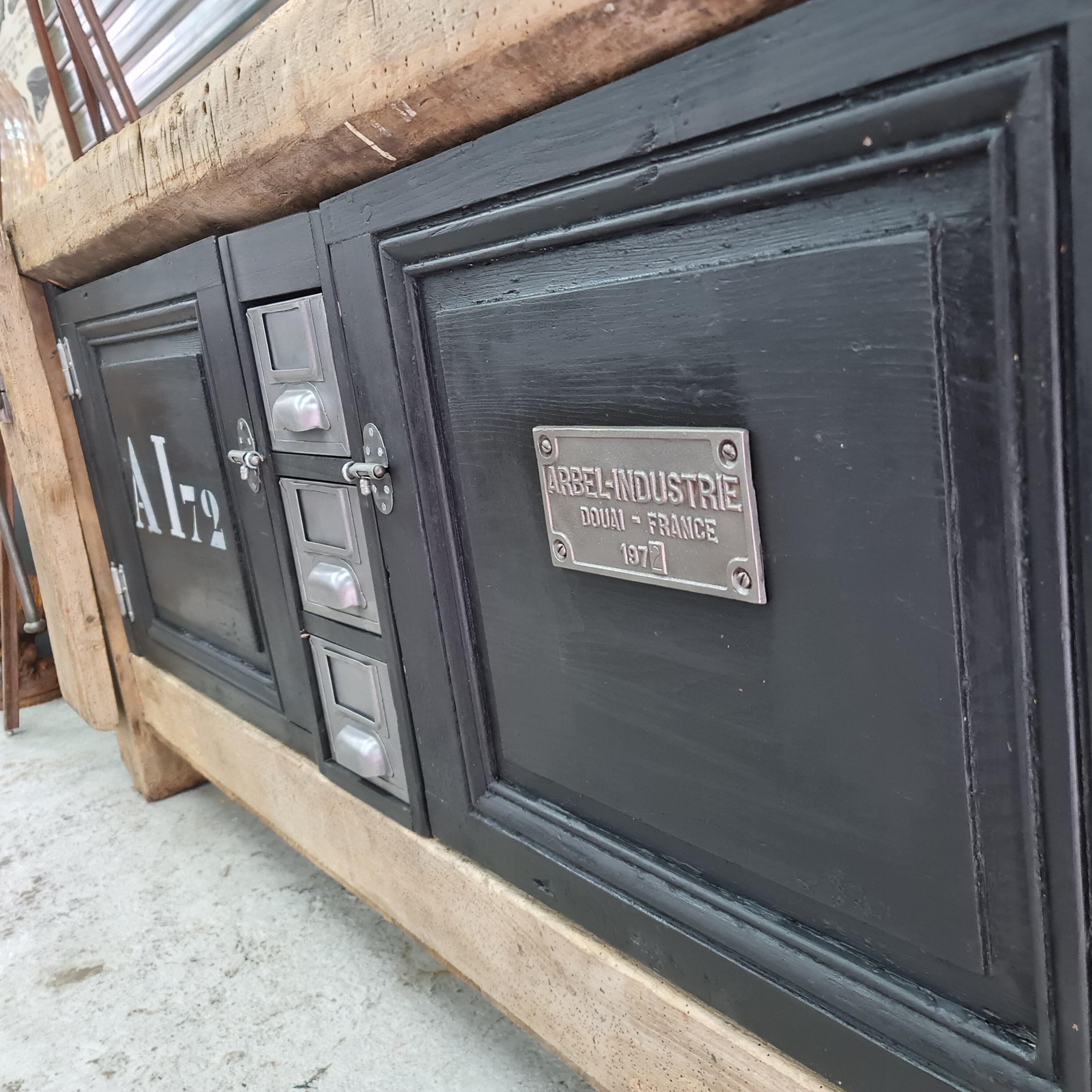 Old oak carpenter's workbench industrial furniture