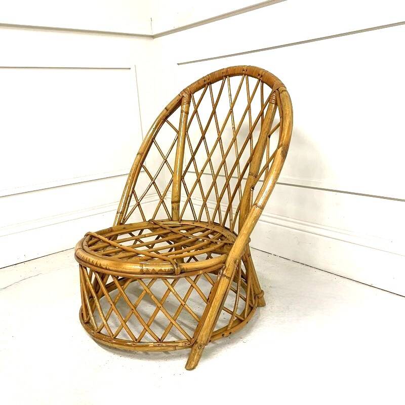 Audoux Minnet lounge chair with basket backrest - 1960s