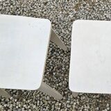 2 tabourets bois peint blanc avec pieds compas