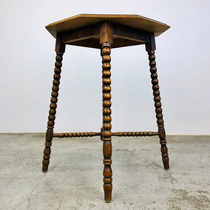 Antique wood carving table with 8 sides