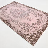 5x9 Light Pink Handmade Wool Turkish Rug 266x157Cm