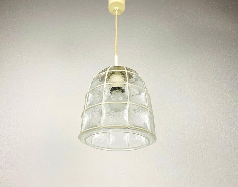 Hanging lamp in iron and glass from Glashütte Limburg, 1960s
