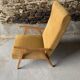 Fauteuil moutarde - bois et velours