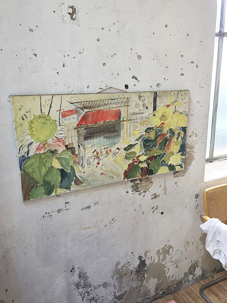 Landscape gouache canvas 1m