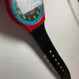 Clock watch maxi Swatch 'blue racer' 1987