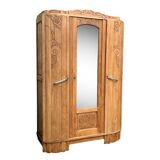Parisian art deco wardrobe solid raw oak 1930