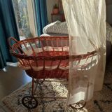 Vintage rattan cradle for dolls