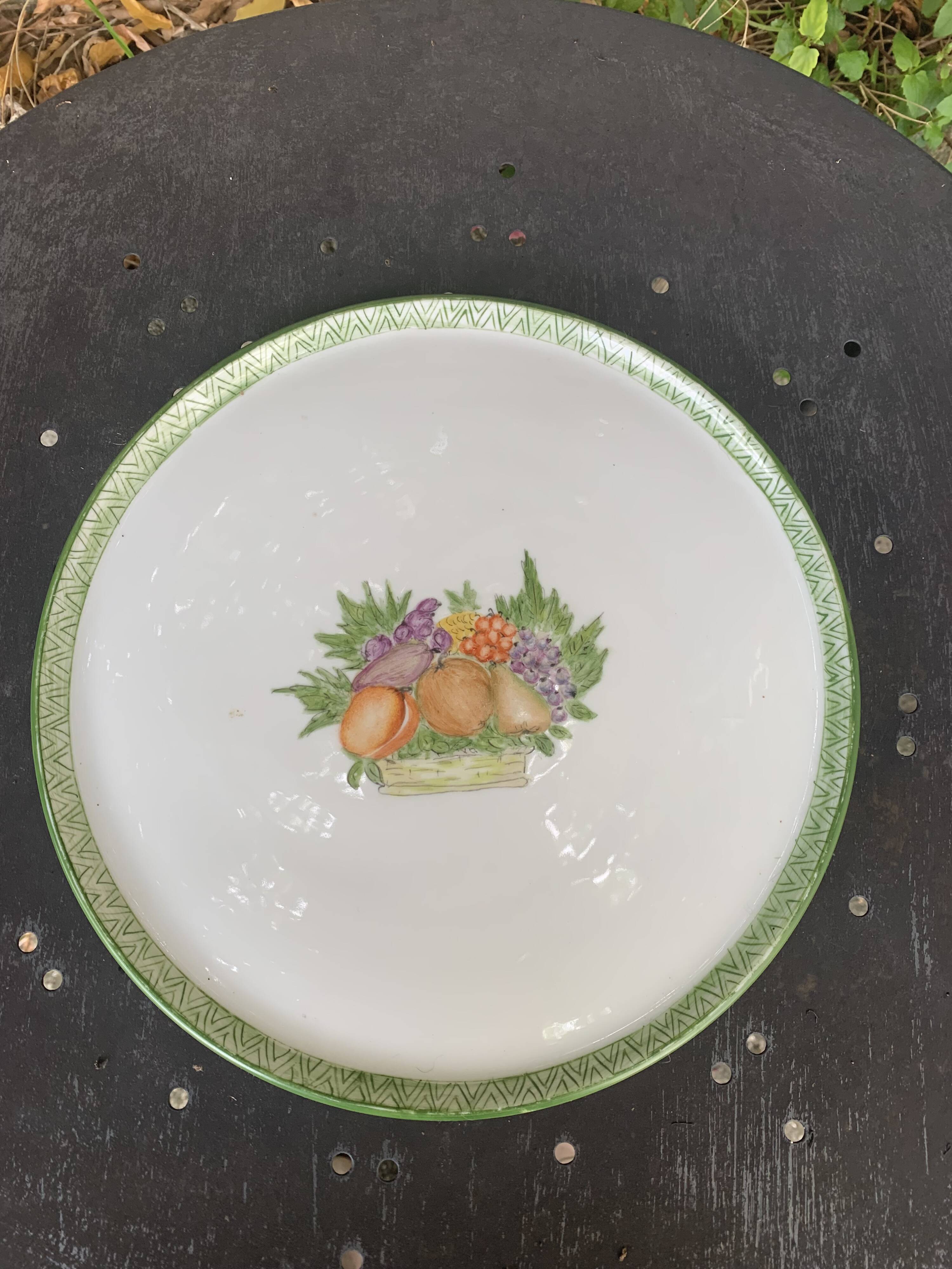Limoges France cake dish, hand decorated, hand painted, vintage