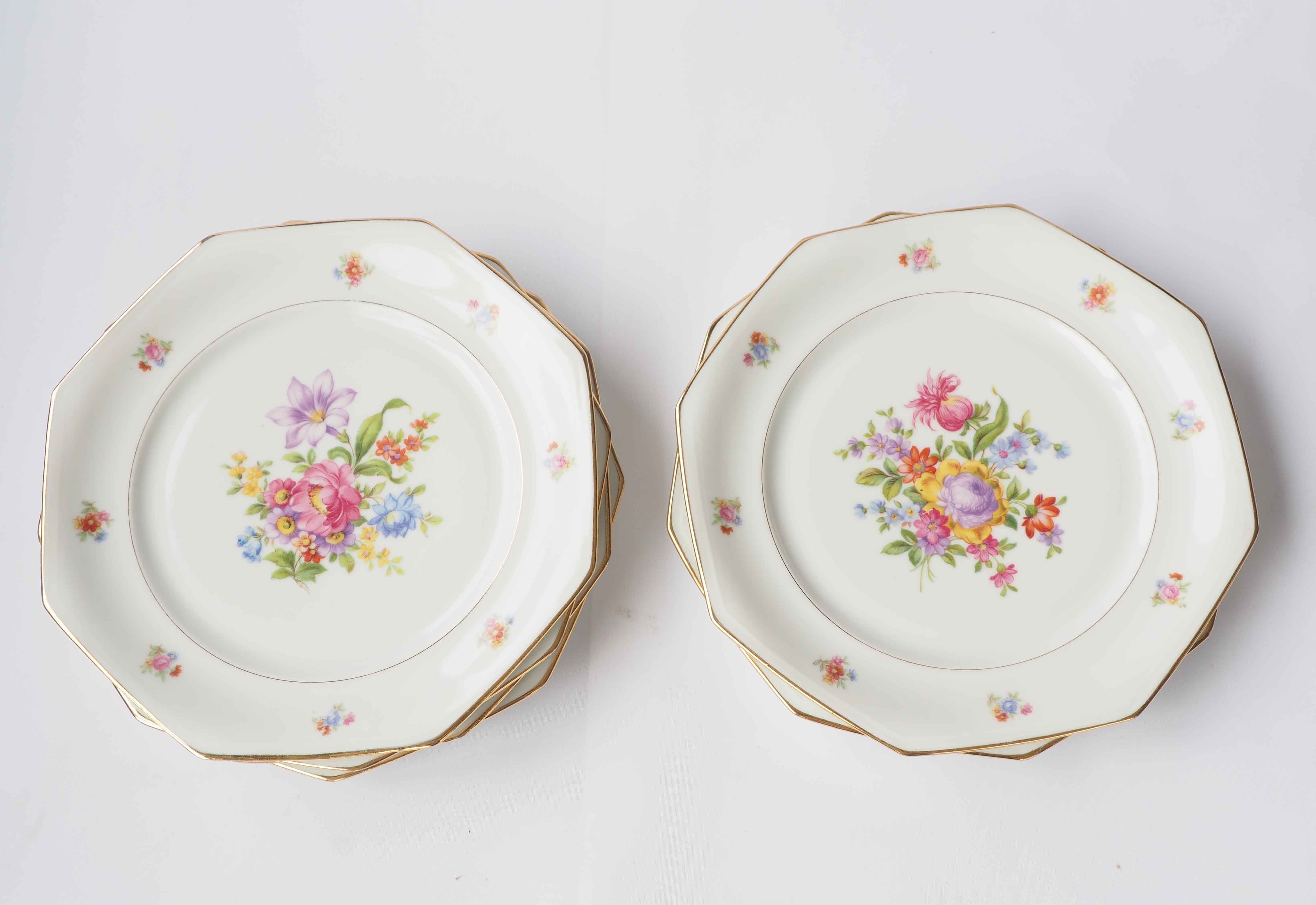 6 octagonal flower plates