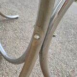 Vintage oval design table in smoked glass and chrome legs