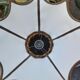 Scandinavian rattan hanging lamp, wood and vintage fabric