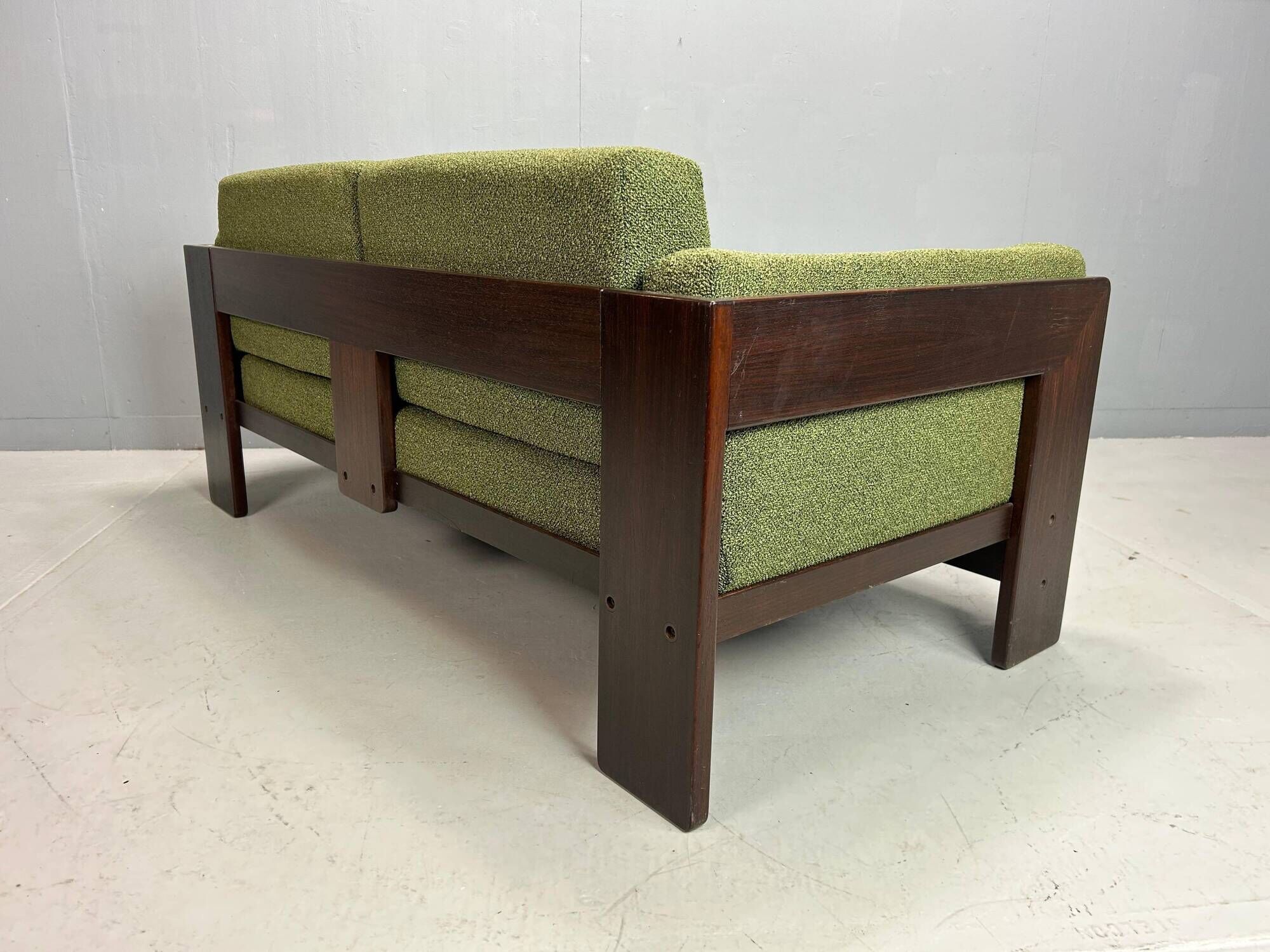 Tobia Scarpa new Green Boucle "Bastiano" 2-Seater Sofa for Knoll, 1960s