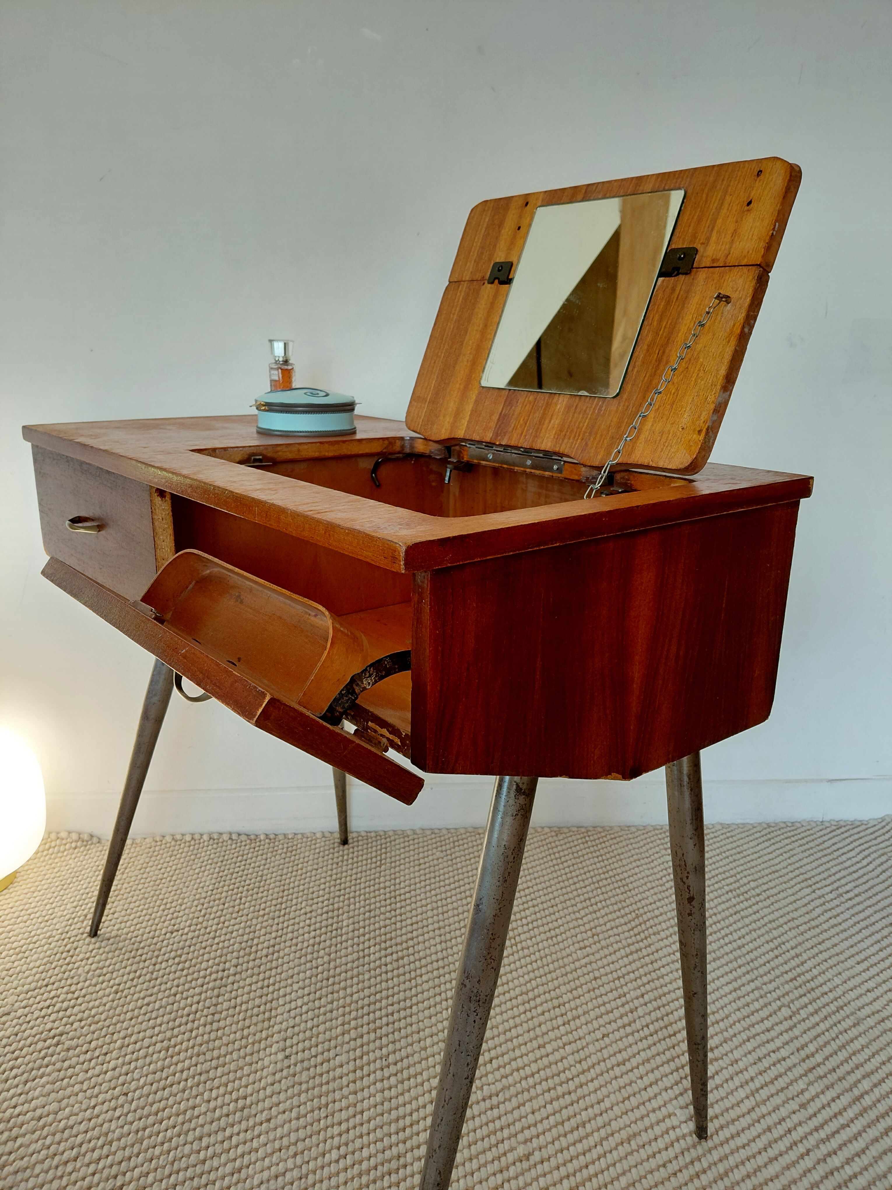 Scandinavian hairdresser in teak veneer - 1960s