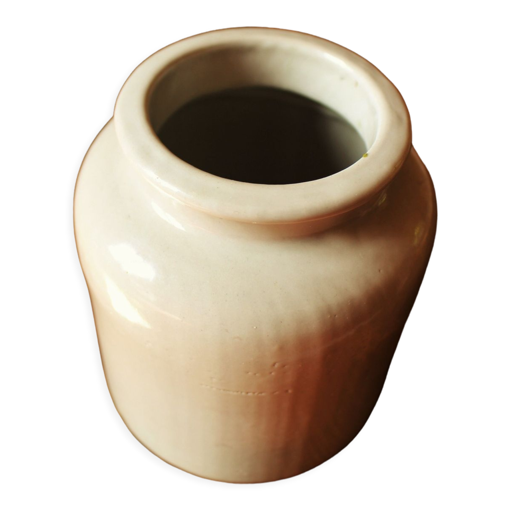 Glazed stoneware mustard pot