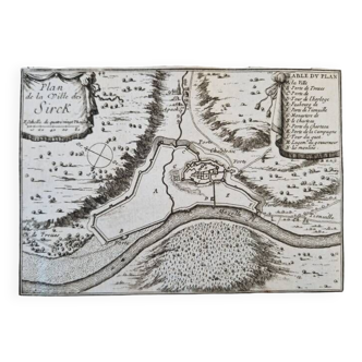 17th century copper engraving "Map of the government of Sirck" (Sierck les Bains)