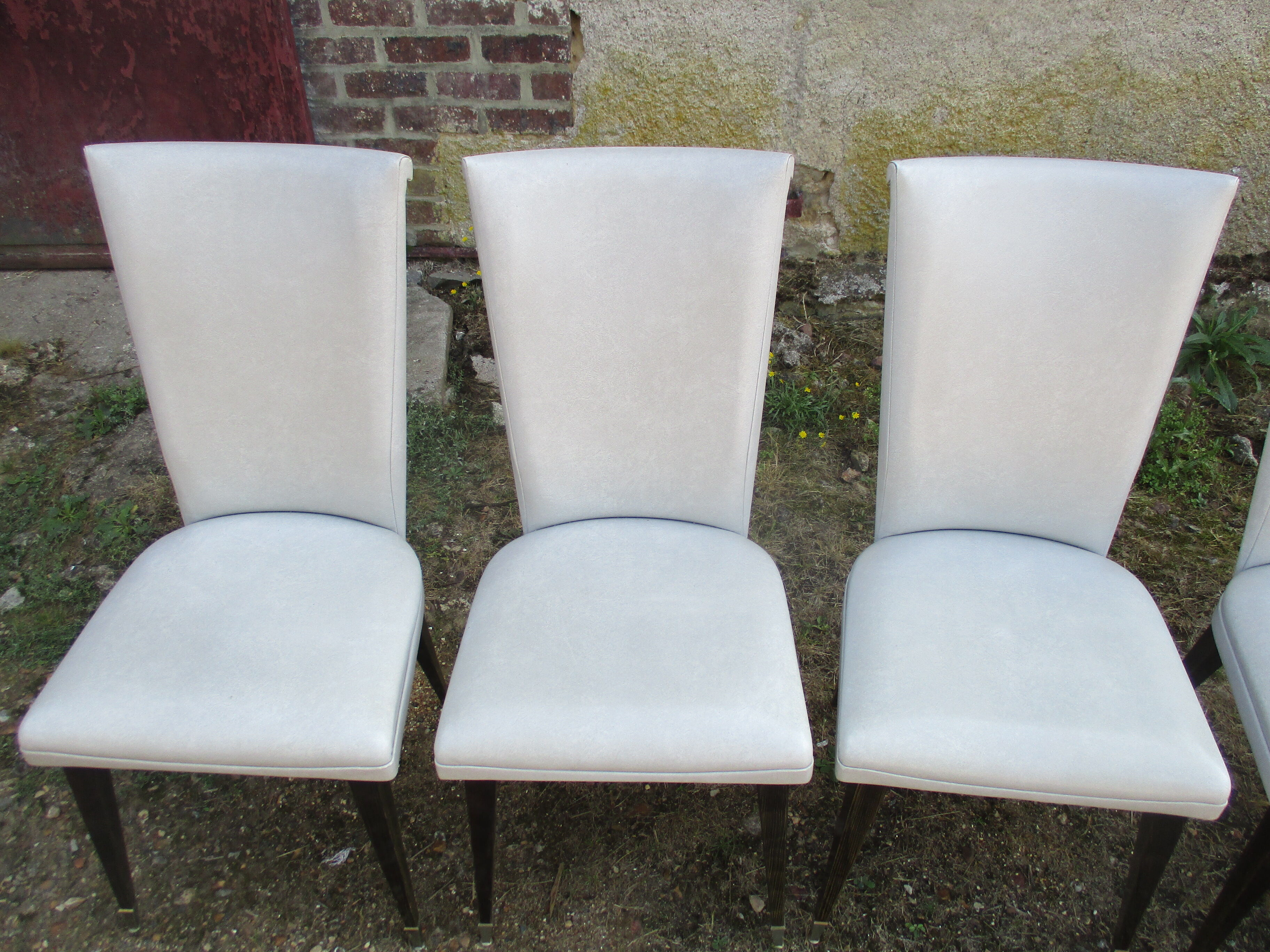 Suite of 6 dining chairs 50'S s imitation gray leather
