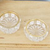 Set of two crystal buds with brass border, vintage