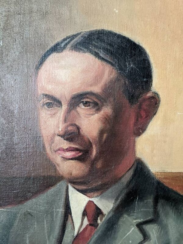 huile sur toile portrait vintage ancien homme XXème