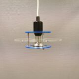 Small Danish Space-Age hanging lamp in translucent plexi glass, estimated 1980s.