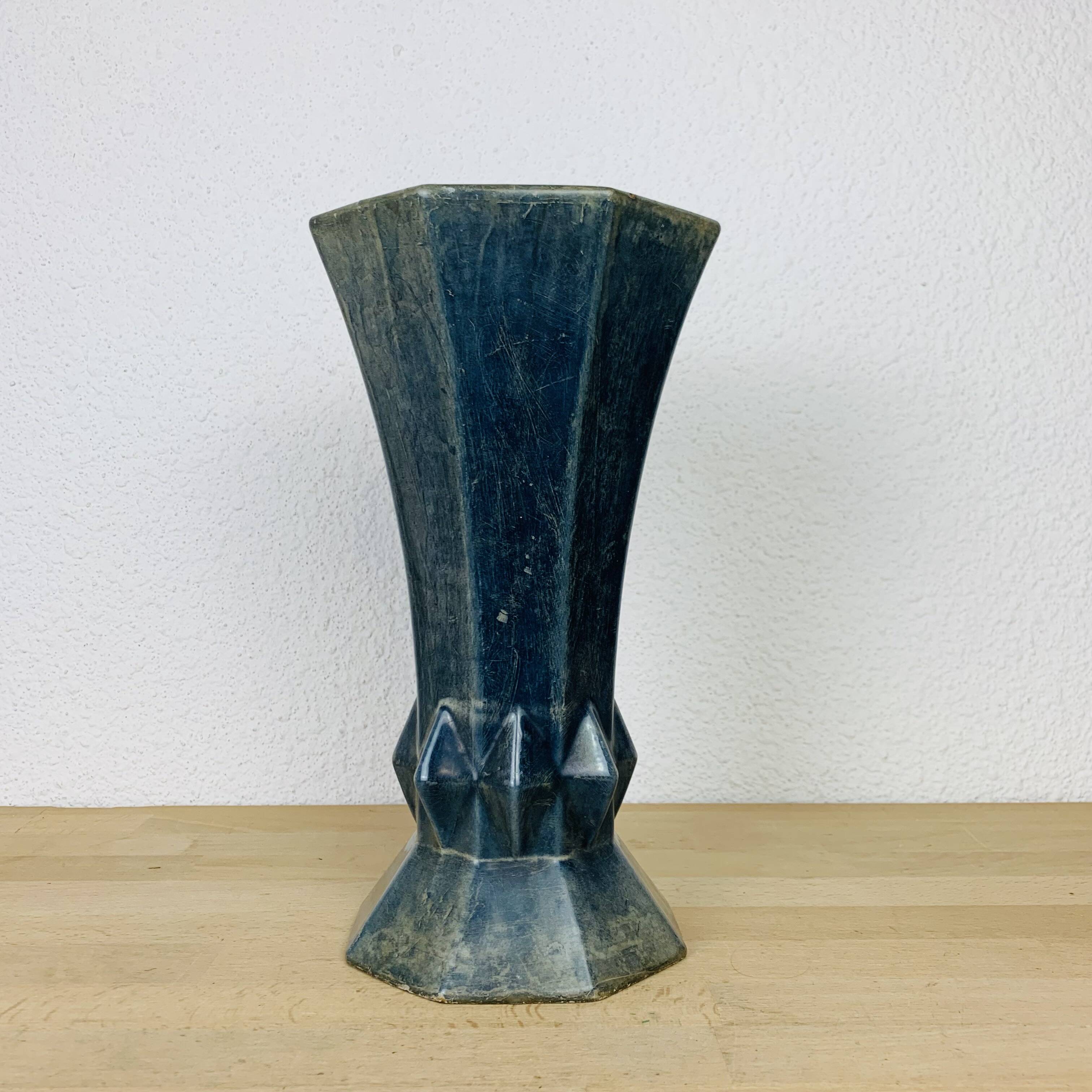 Art Deco enameled cast iron vase