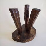 Pair of wooden tripod stools