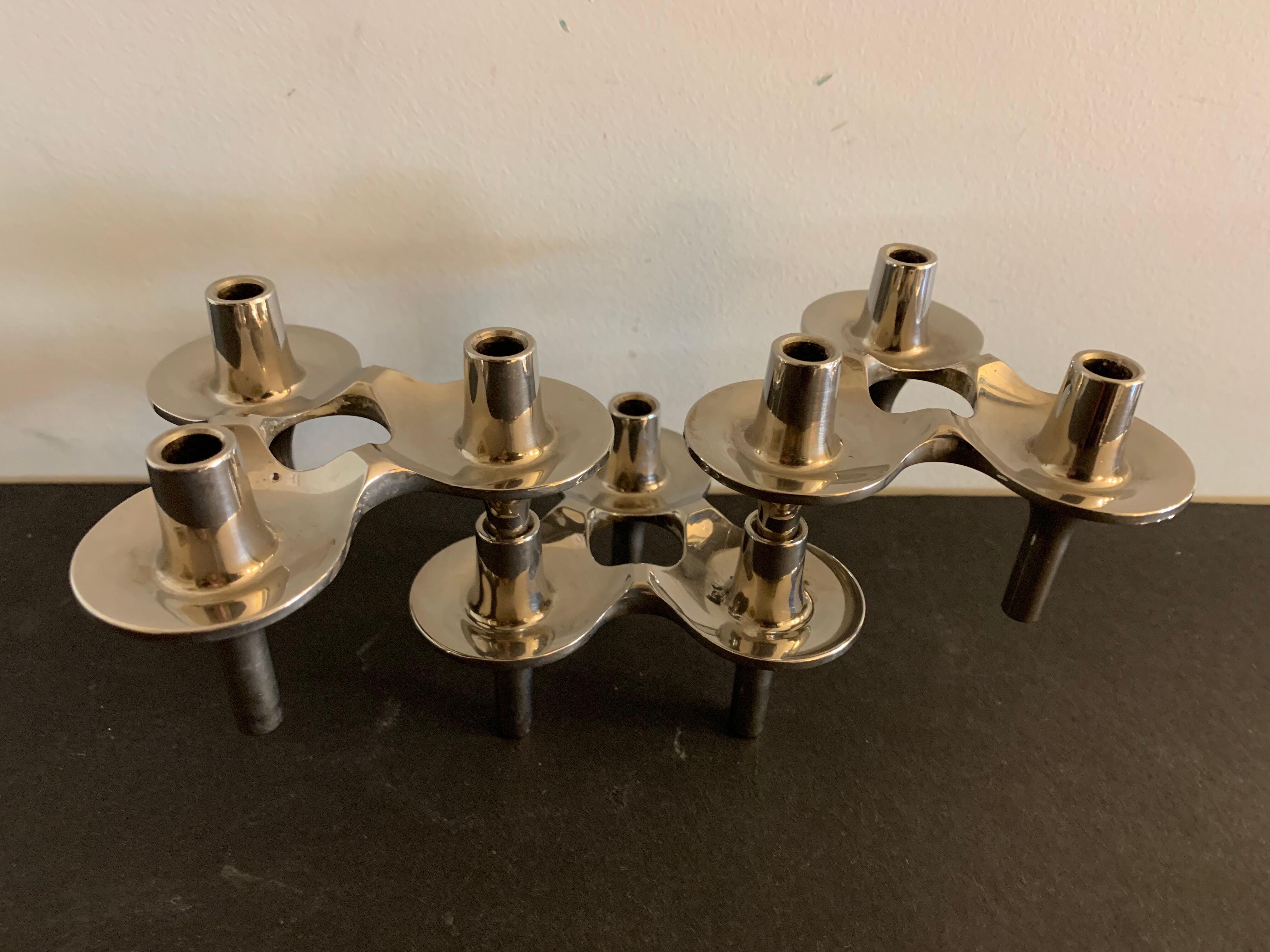 3 metal candlesticks 1970