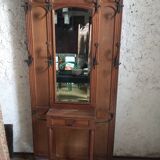 Oak and wrought iron coat rack from around 1900.