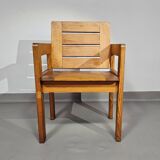 Pine wood chair 1970s with foldable seat