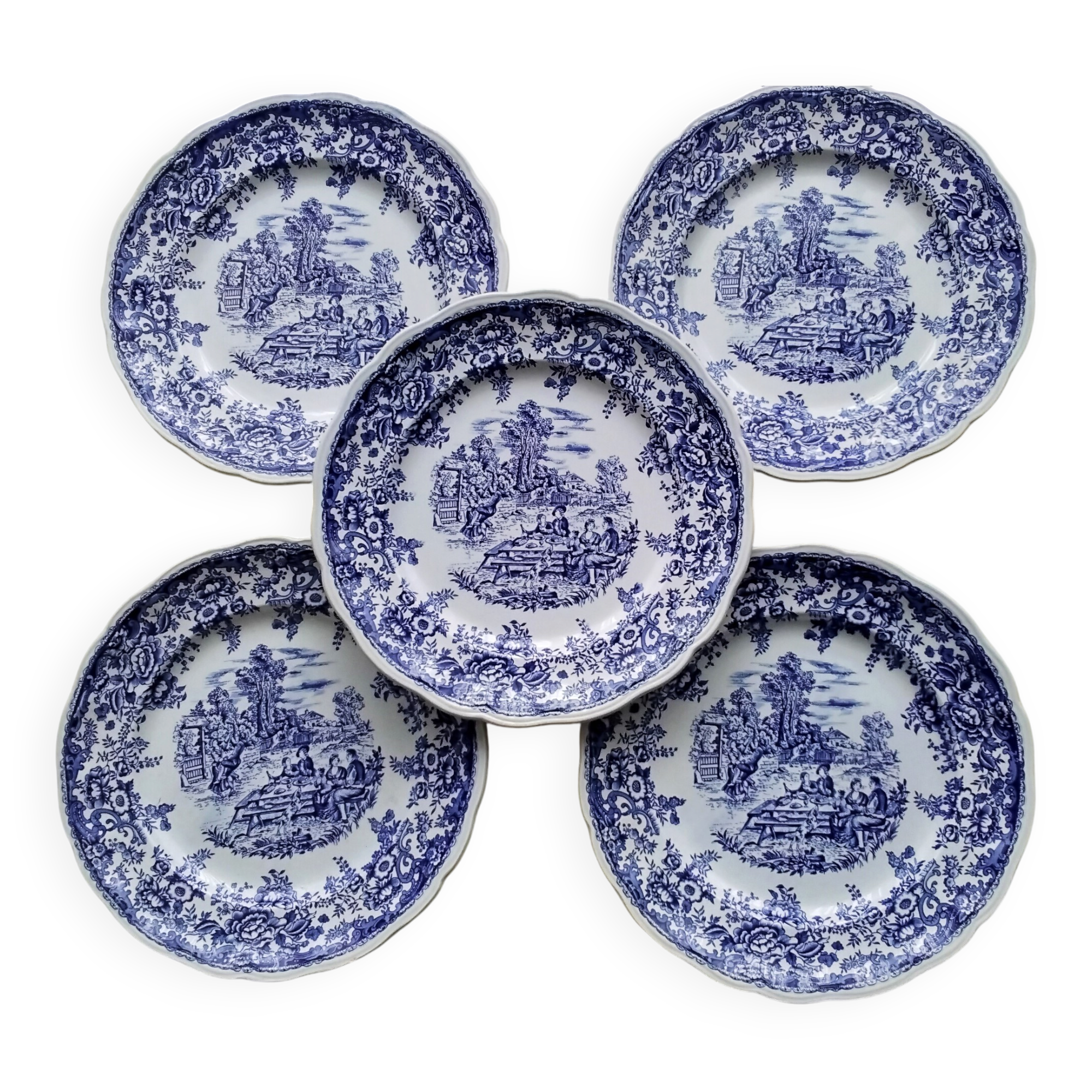 5 Lunéville Tradition Special Grand Feu flat plates