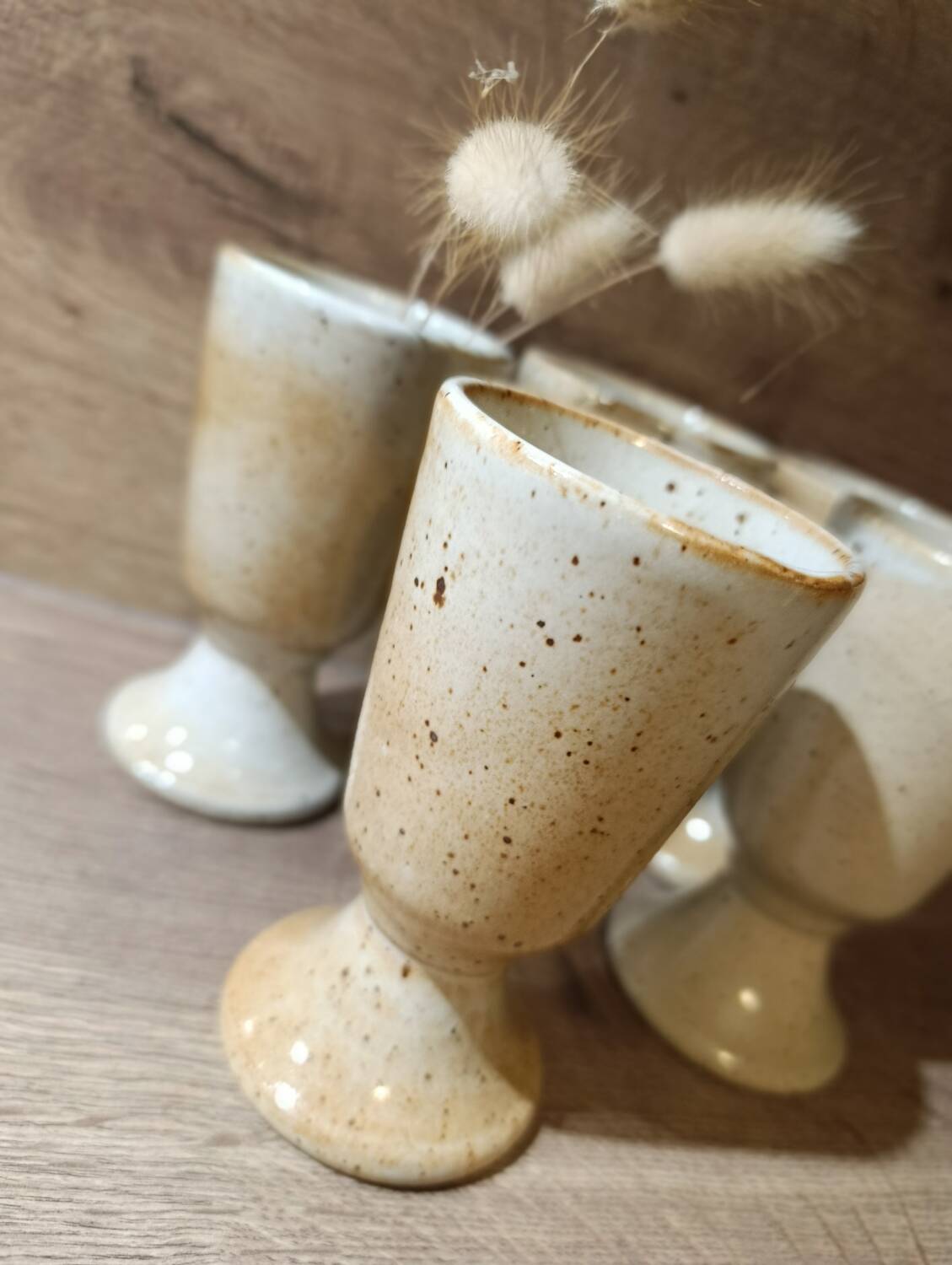 5 vintage 1960s/70s light pyrite stone coffee/tea mugs