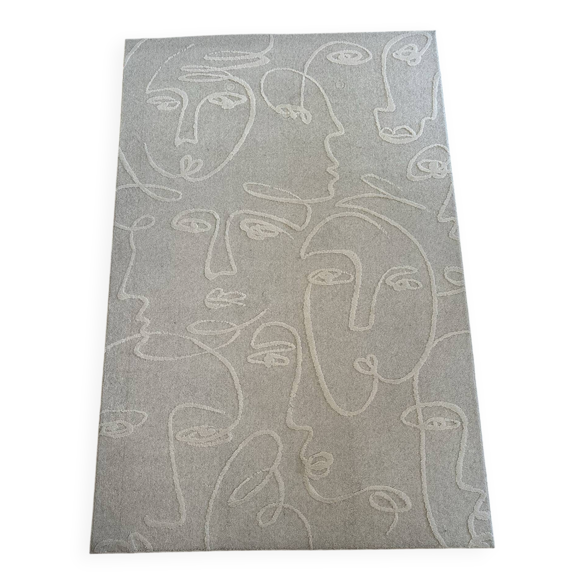 Contemporary Faces beige rug by Ligne Pure – 160 × 240 cm – New
