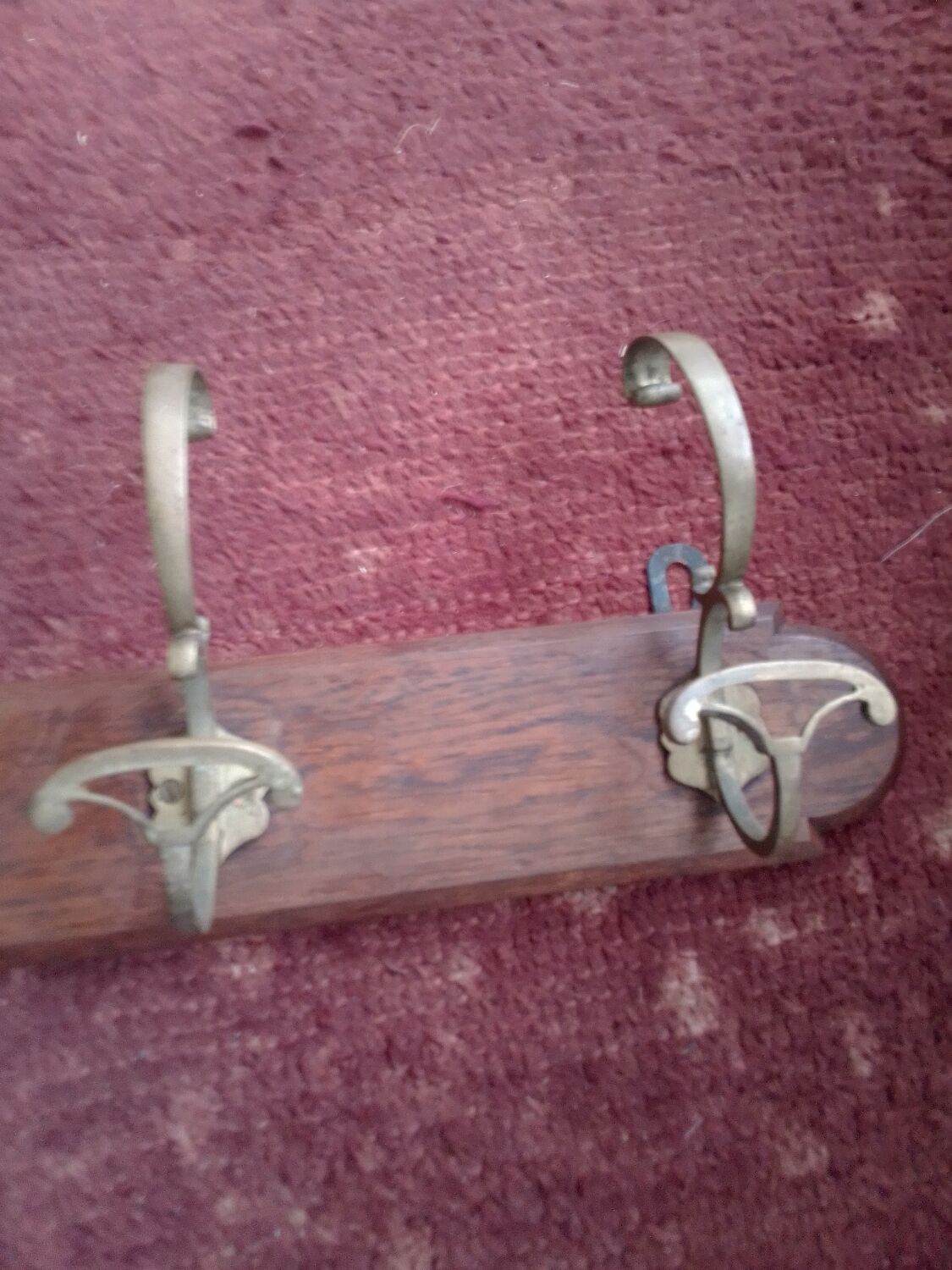 Wall coat rack wood and brass