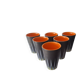 Six Orange and Black Ceramic Vases Vallauris André Baud