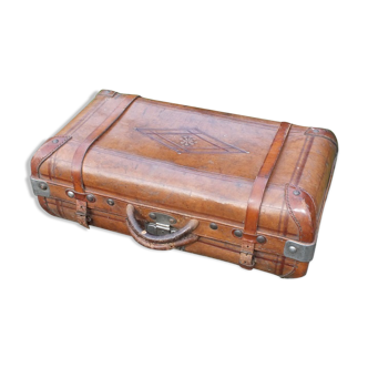 Vintage compartment leather suitcase
