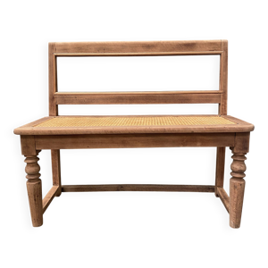 banc en chêne et cannage